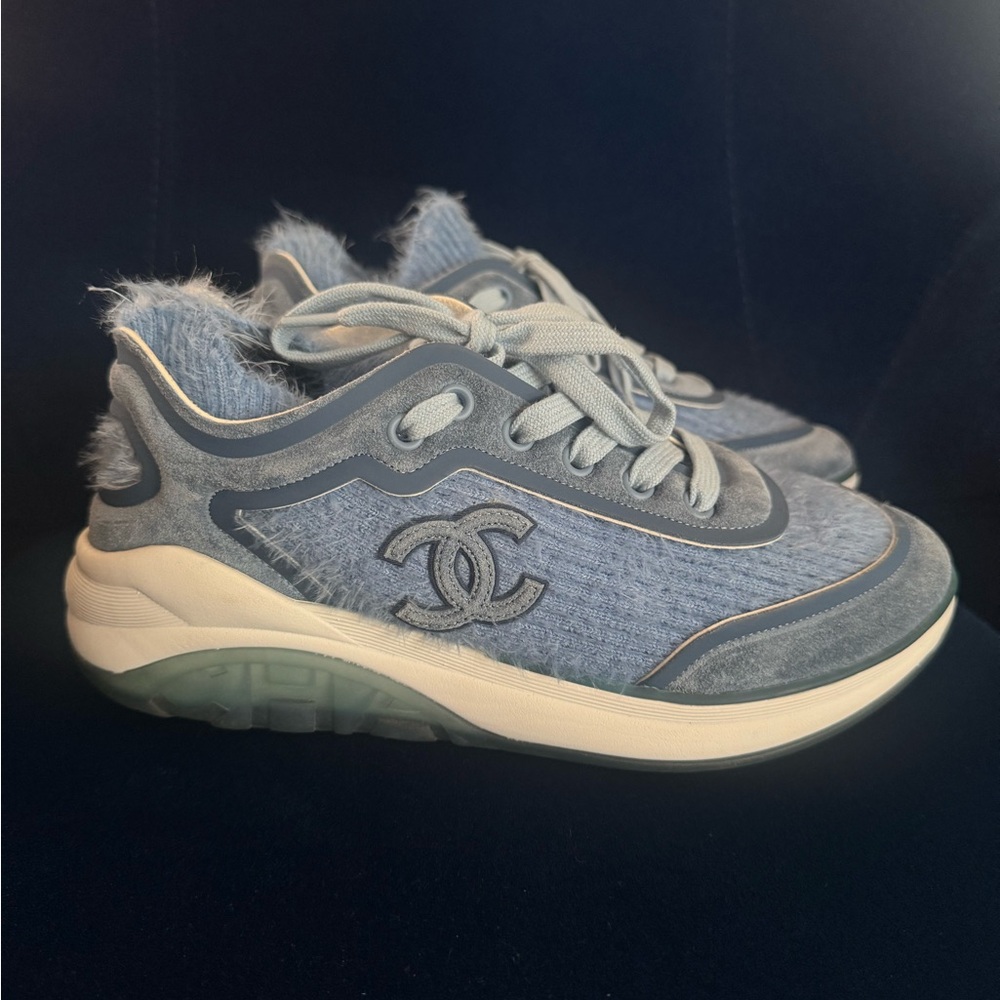 CHANEL Blue Trainer Sneakers